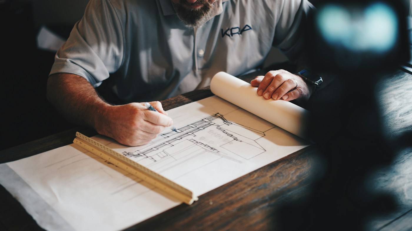 Drafting engineering plans with a ruler